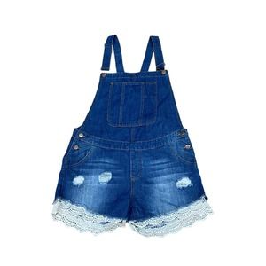 Mistic Prysm Denim Festival Shortalls Jean Shorts Overalls L